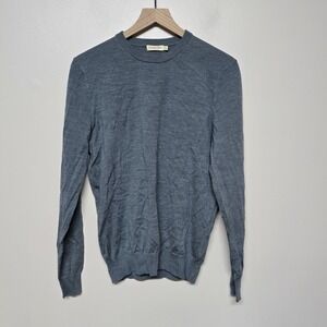 Suitsupply Mens 100% Merino Wool Crewneck Sweater Blue Gray Sz S Designer Preppy